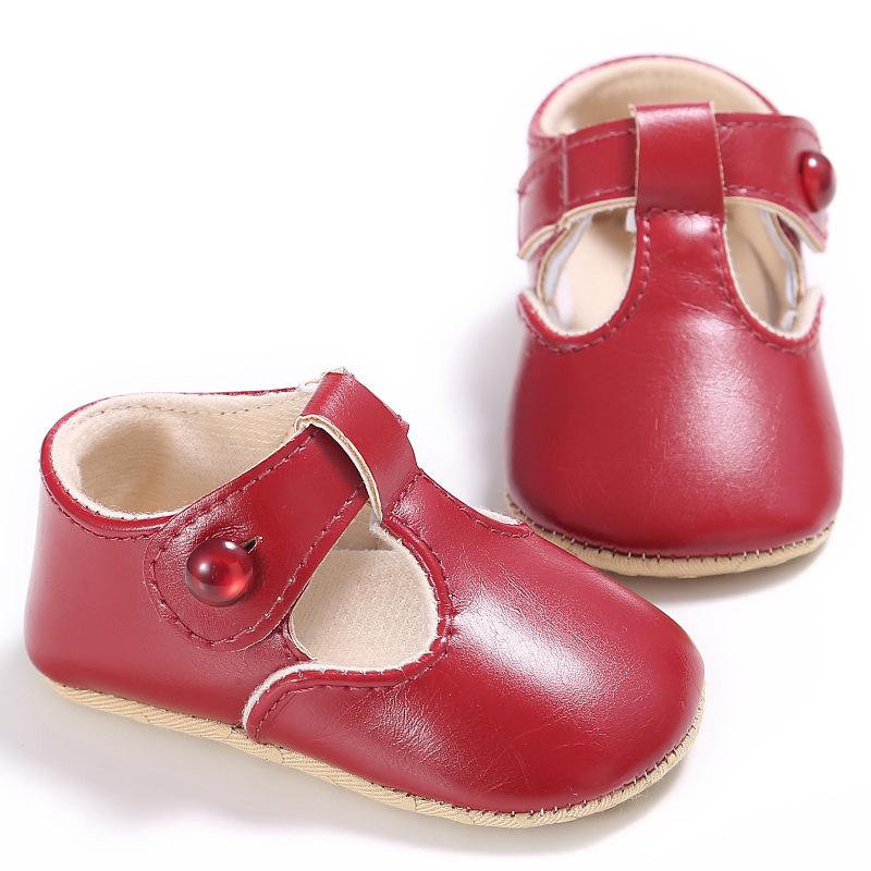 Изображение товара: Детская обувь для девочек 0-18 месяцев, кожаная однотонная повседневная обувь для кроватки, с бантиком-бабочкой, обувь для малышей