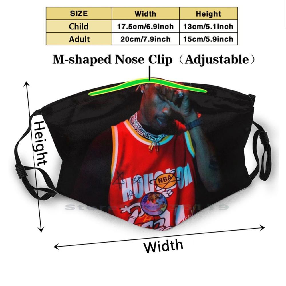 Изображение товара: Многоразовая маска Hypebeast с принтом Трэвиса, фильтрующая маска для лица Pm2.5, детская музыкальная крутая маска в стиле хип-хоп для молодых девушек, рэп, портрет для девушек