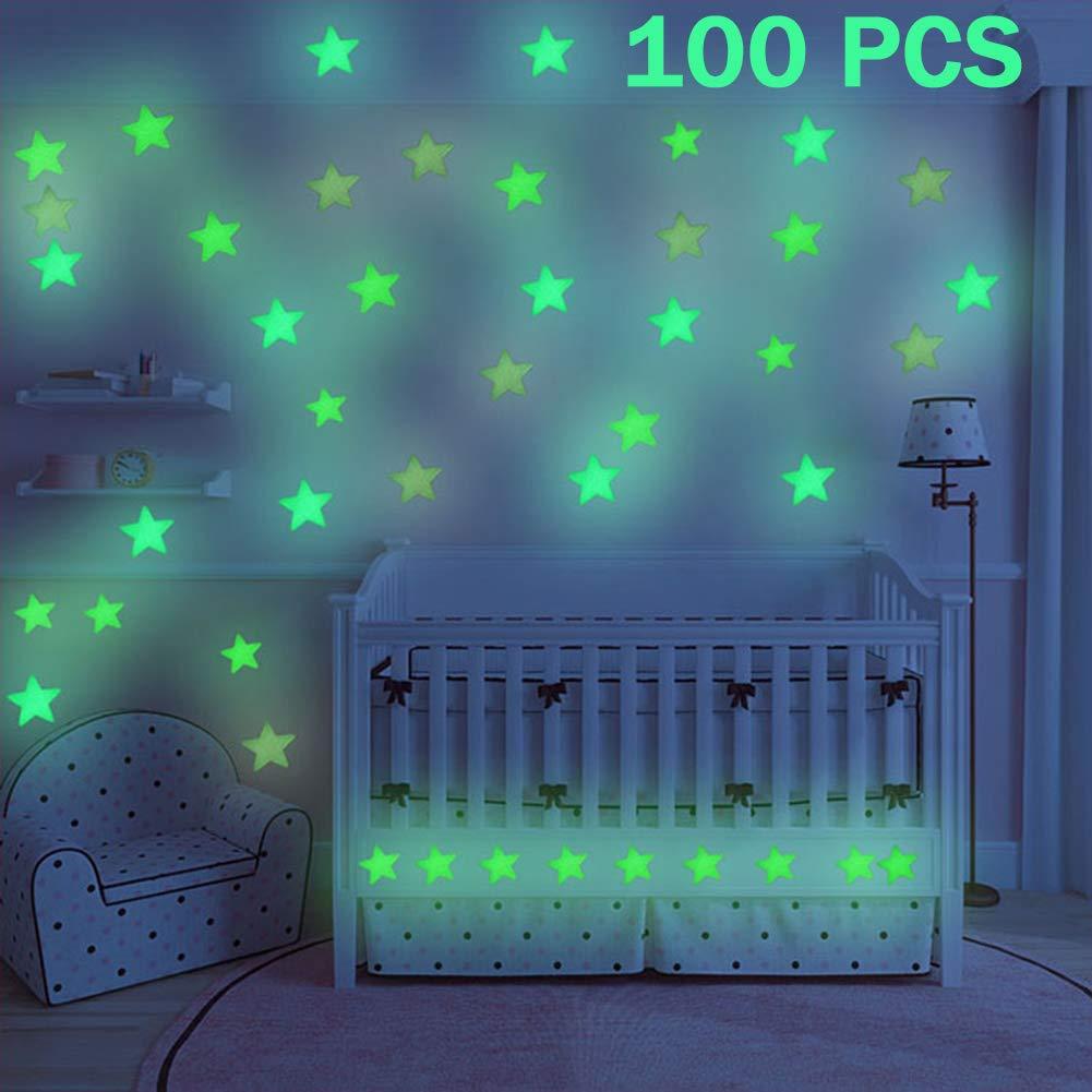 Изображение товара: 100PC детская спальня флуоресцентные звёзды флуоресцентные светящиеся цветные наклейки