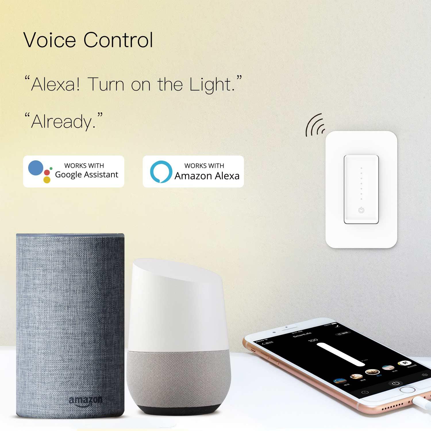 Изображение товара: Смарт-светильник US WiFi с диммером Smart Life/Tuya APP совместим с Alexa Google Home для голосового управления, не требуется концентратор
