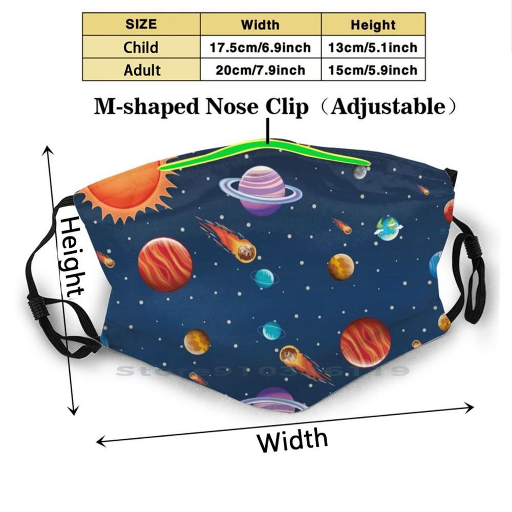 Изображение товара: Space Pattern Cute Print Reusable Mask Pm2.5 Filter Face Mask Kids Outer Space Pattern Outer Space Pattern Space Universe