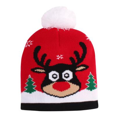 Изображение товара: Рождественская вязаная шерстяная пряжа, теплое украшение, детская осенне-зимняя шапка, вязаная шапка, милые шерстяные шапки для новорожденных