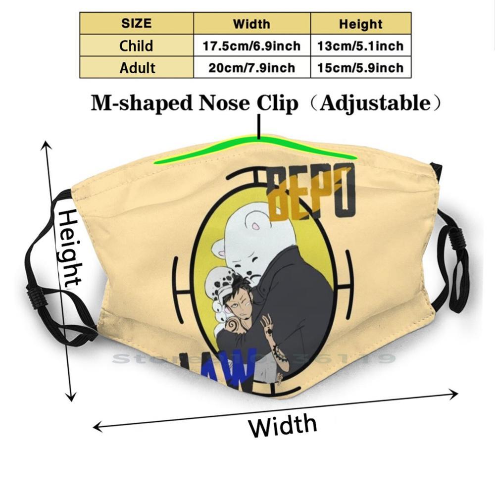 Изображение товара: Трафальгар Ло» из мультфильмов цельная конструкция Анти пылевой фильтр смываемая маска для лица; Цельнокроеное платье для девочек, одна штука Аниме Манга One, Модный комплект из двух предметов