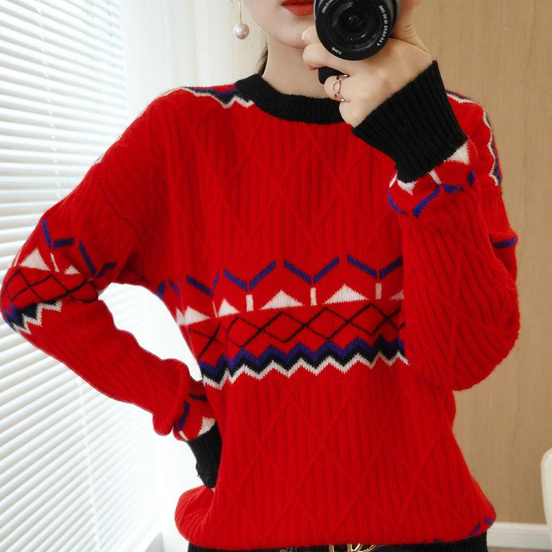 Изображение товара: LHZSYY 2021 корейская модная Базовая рубашка из 100% чистой шерсти Осень-Зима Женский вязаный толстый кашемировый свитер с круглым вырезом пуловер большого размера