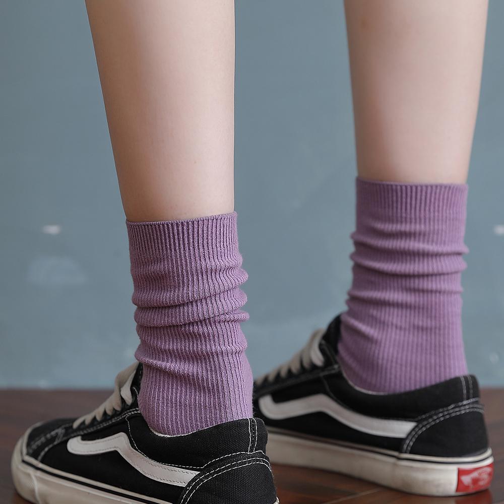 Изображение товара: Женские носки Salina, зимние и весенние носки из чесаного хлопка, удобные короткие однотонные повседневные модные спортивные носки