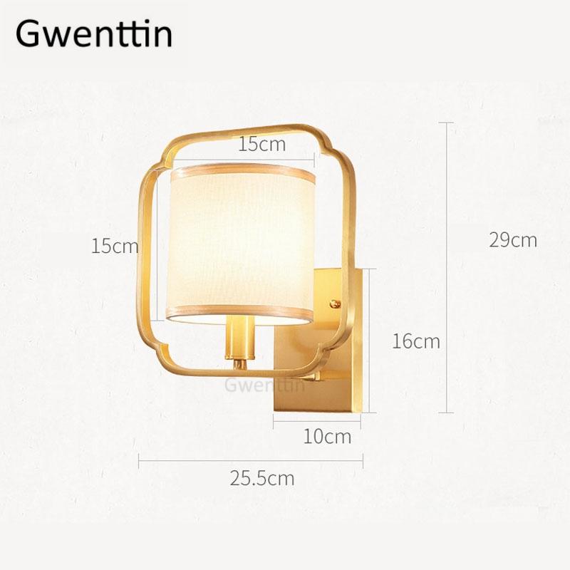 Изображение товара: Китайский стиль медный золотой настенный светильник тканевый светильник Настенный светильник Настенные светильники Led Бра винтажный зеркальный светильник s спальня домашний декор
