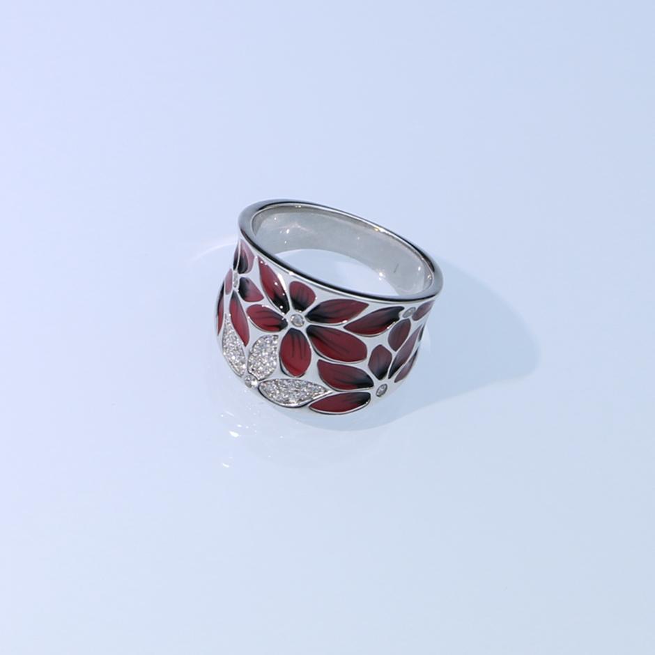Изображение товара: LMFALECA женское серебряное обручальное кольцо с красной эмалью, украшение из стерлингового серебра 925 пробы, кольцо ручной работы с цирконием, Роскошные ювелирные украшения