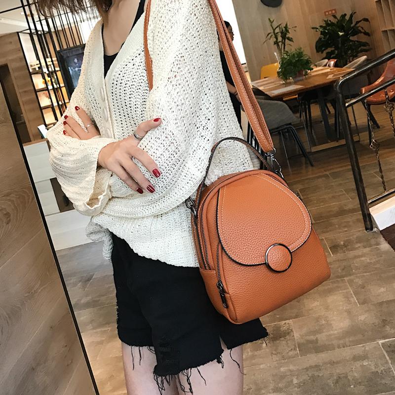 Изображение товара: Модный дизайнерский женский кожаный рюкзак, миниатюрный Многофункциональный Маленький ранец на ощупь, дамская сумка на плечо, кошелек для девушек