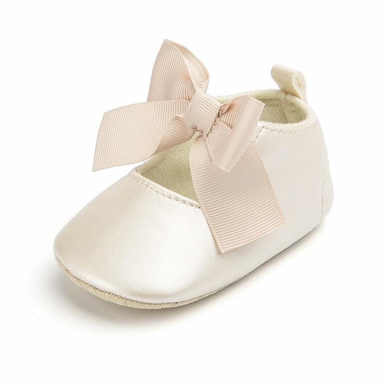 Изображение товара: Для От 0 до 1 года; Детская обувь; Модная обувь золотистого цвета с бантом для первых шагов; Bebe; Мокасины для девочек; Обувь для маленьких девочек