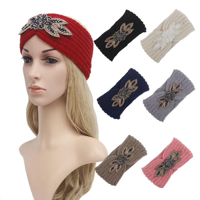 Изображение товара: Женская вязаная повязка на голову, модная резинка для волос, женские аксессуары для волос со стразами