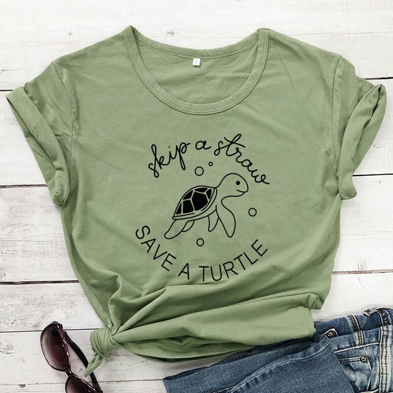 Изображение товара: Женская футболка с надписью «Save A черепаха», модная хипстерская футболка из веганского хлопка с надписью «Защита океана»