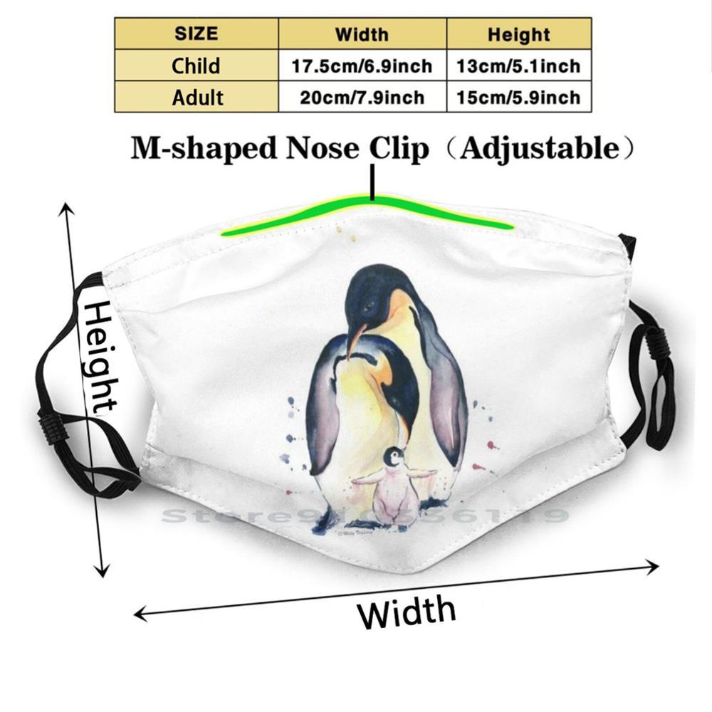 Изображение товара: Многоразовая маска с принтом пингвина для всей семьи Pm2.5, светофильтр, маска для лица, детский Пингвин, Пингвины, семья, мелкая, терпеливо, животное, полярная, милая птица