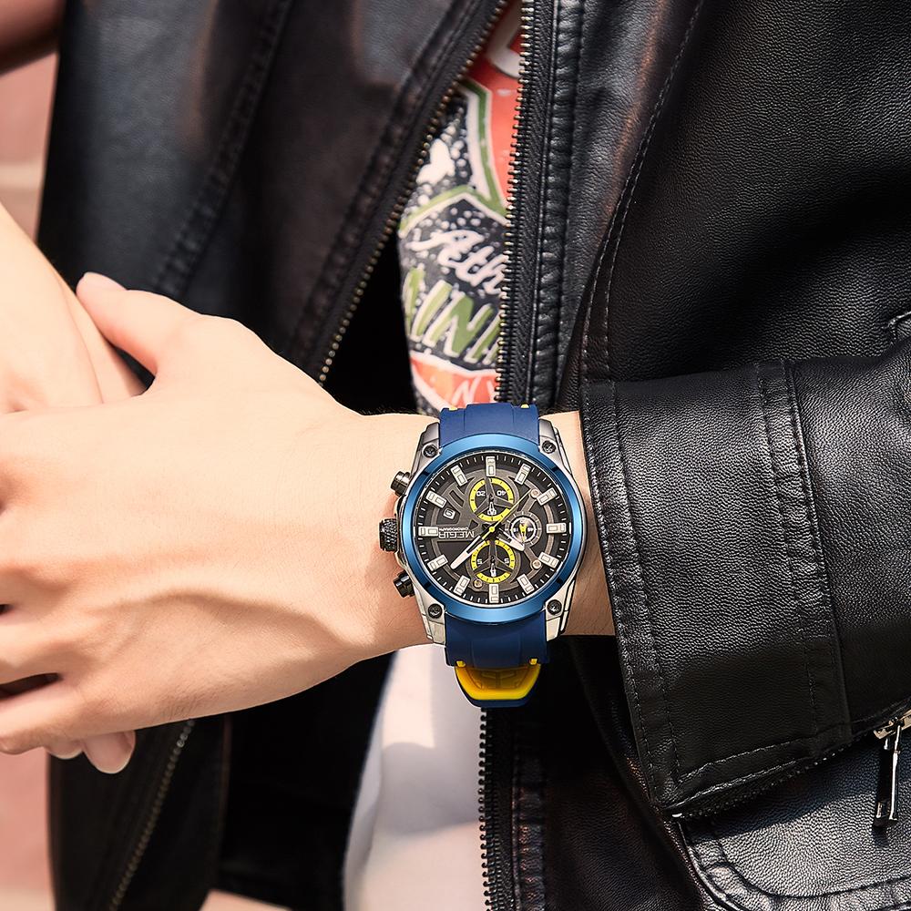 Изображение товара: 2020 MEGIR синие спортивные часы для мужчин лучший бренд класса люкс хронограф мужские часы военные кварцевые часы светящиеся Relogio Masculino