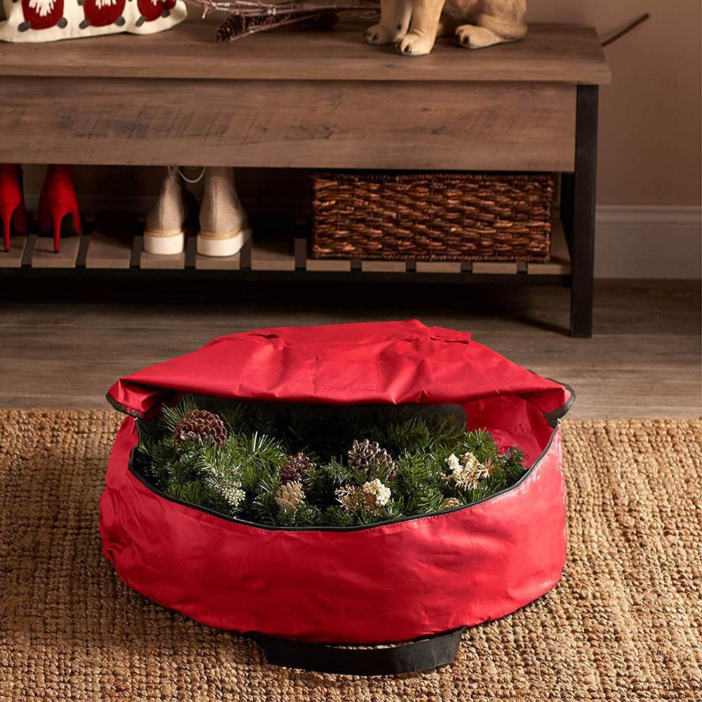 Изображение товара: Рождественский подарок, декоративная сумка для хранения, 600D ткань Оксфорд, водонепроницаемая Пыленепроницаемая Рождественская сумка для хранения колокольчиков, венков, вместительные сумки для хранения
