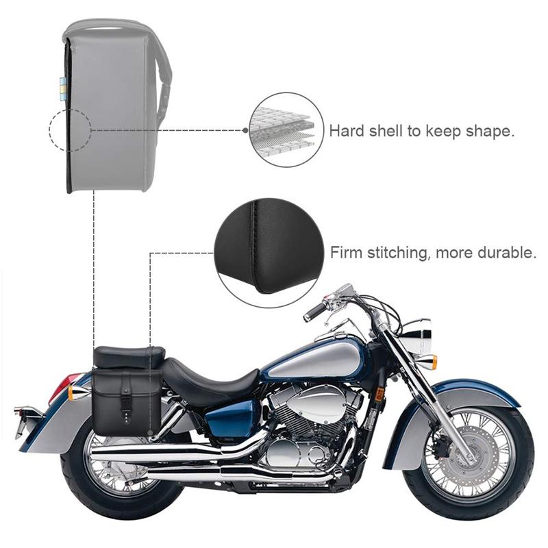 Изображение товара: Универсальные мотоциклетные седельные сумки, сумка для ремонта инструментов, сумка для хранения для Honda Shadow Suzuki Pu, боковая сумка для инструментов, багаж, черный цвет