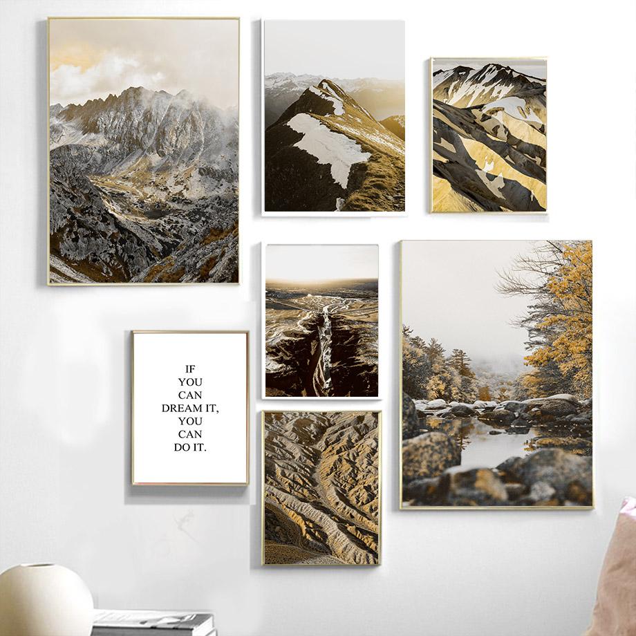 Изображение товара: Картина на холсте с изображением долины песка, ручей, горного камня, постеры и принты в скандинавском стиле, настенные картины для декора гостиной, художественная стена с цитатой