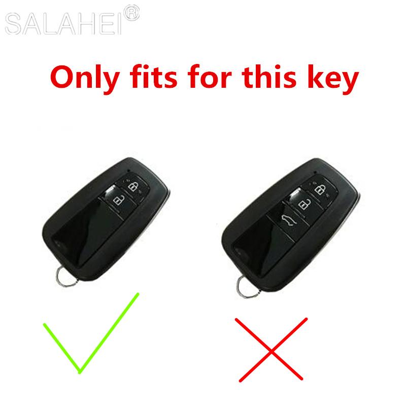 Изображение товара: Автомобильный кожаный держатель для ключей на 2 кнопки, чехол-цепочка для Toyota Camry Corolla C-HR, CHR Prado 2018, защитные аксессуары для ключей
