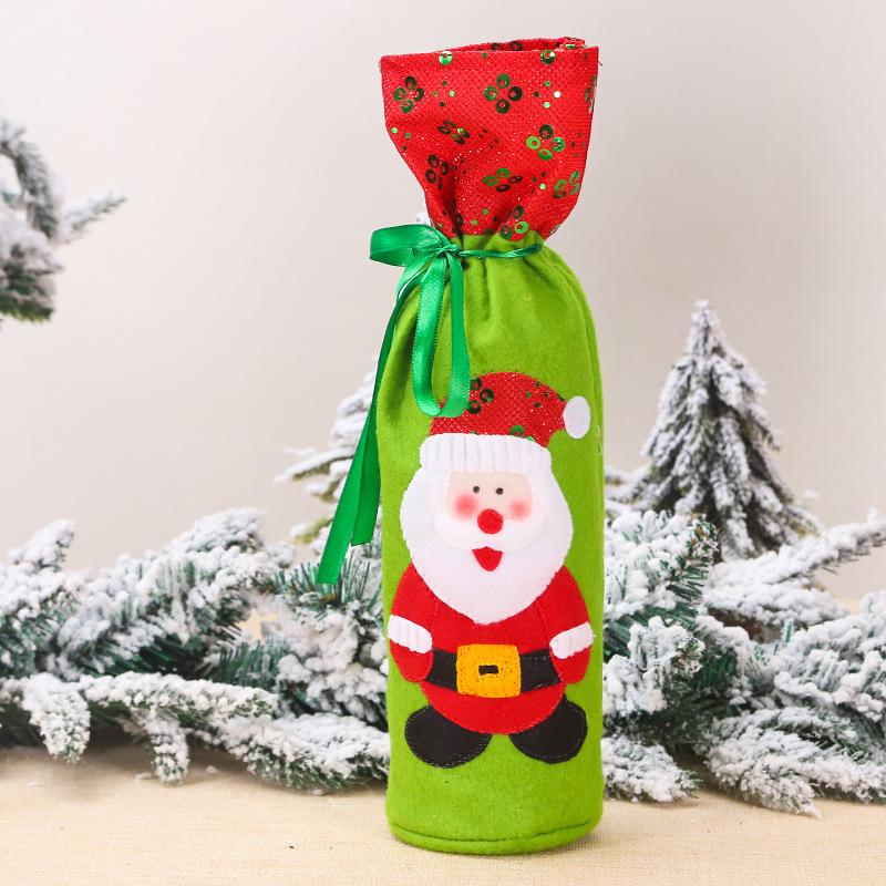 Изображение товара: Рождественские Чехлы для винных бутылок, подарочные пакеты с Санта-Клаусом, снеговиком, шампанским, блестками, рождественские украшения для домашвечерние, декор для стола