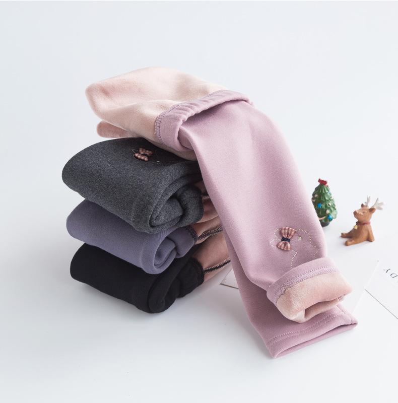 Изображение товара: Зимние леггинсы для девочек с милым рисунком кролика, Детские плотные теплые хлопковые леггинсы с эластичным поясом, штаны для девочек