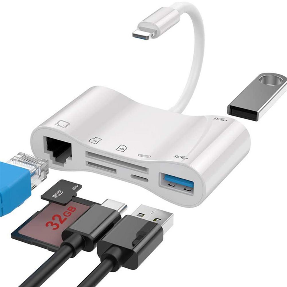 Изображение товара: Адаптер Ethernet USB 3,0, сетевая карта USB к RJ45 Lan 100 Мбит/с 3,0 OTG адаптер, SD кардридер для iPhone iPad