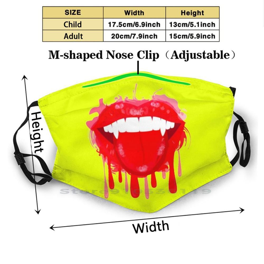 Изображение товара: Многоразовая маска с принтом губ вампира, маска для лица с фильтром Pm2.5, детская маска для губ вампира, зубов, крови