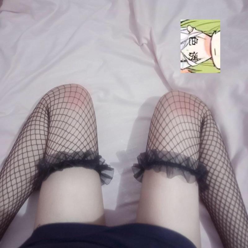 Изображение товара: Женские сексуальные кружевные технические длинные носки из нейлона Чулочные изделия Аниме Лолита Чулки с бантом Dc Comics