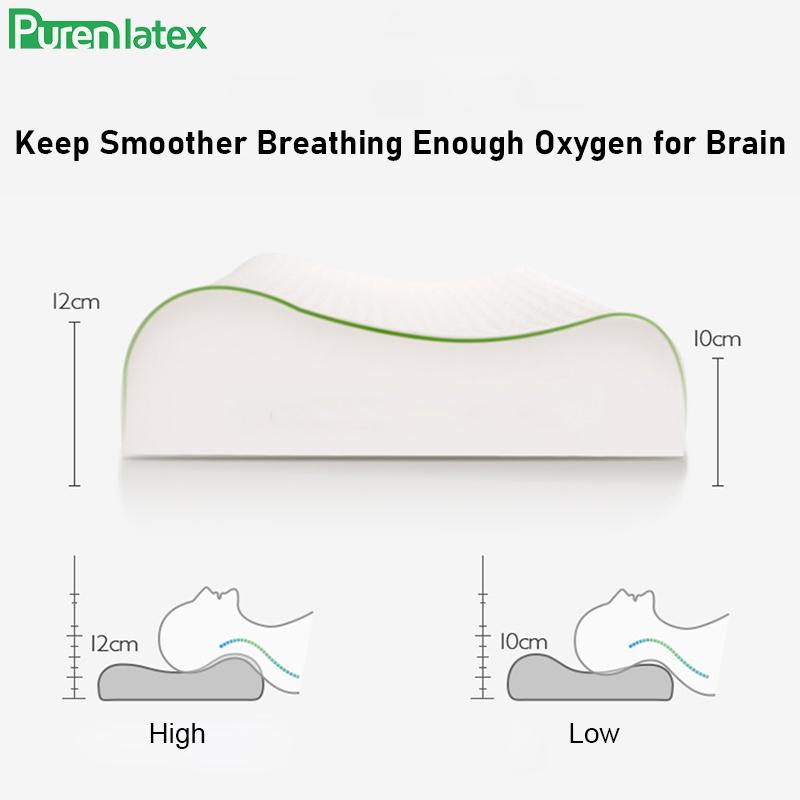 Изображение товара: Подушка из чистого латекса PurenLatex 60x40, ортопедические подушки из натурального латекса из таиланда для защиты шеи, позвоночника, шейного позвонка, для сна