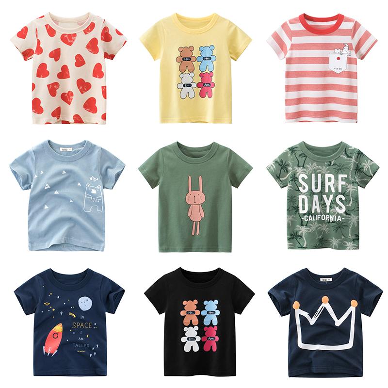 Изображение товара: Летняя детская футболка, детские топы с мультяшным рисунком, футболки, рубашка для маленьких мальчиков и девочек, футболка, размер меньше, хлопковая одежда для мальчиков, модная новинка