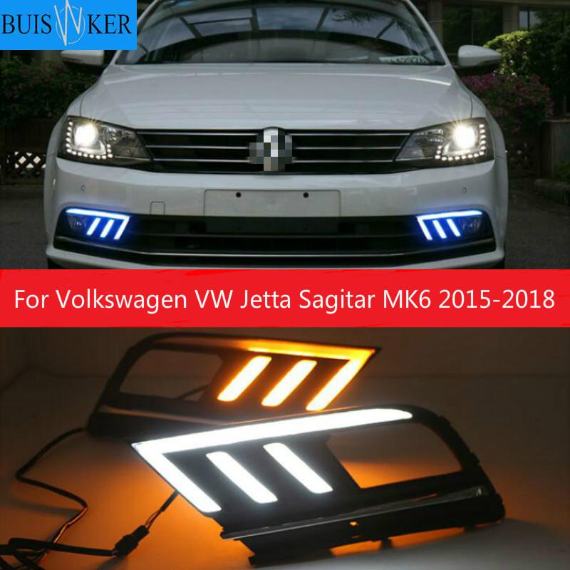 Изображение товара: Дневные ходовые огни, светодиодный ные ДХО для Volkswagen VW Jetta Sagitar MK6 2015-2018, Стайлинг автомобиля, вождение