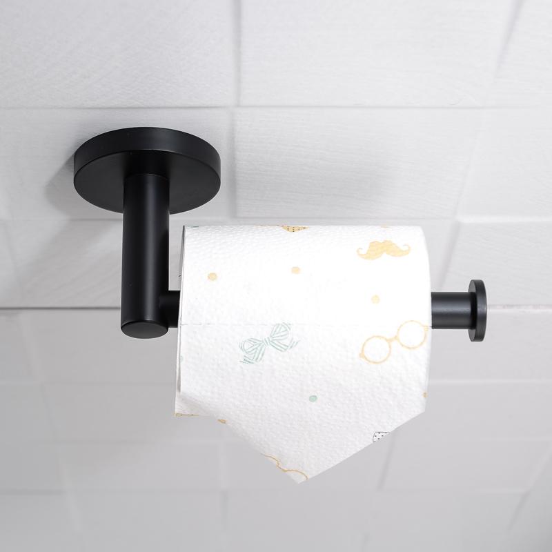 Изображение товара: Держатель для полотенец из матовой черной нержавеющей стали, держатель для туалетной бумаги с креплением на стену, крючок для полотенец в ванную аксессуаров