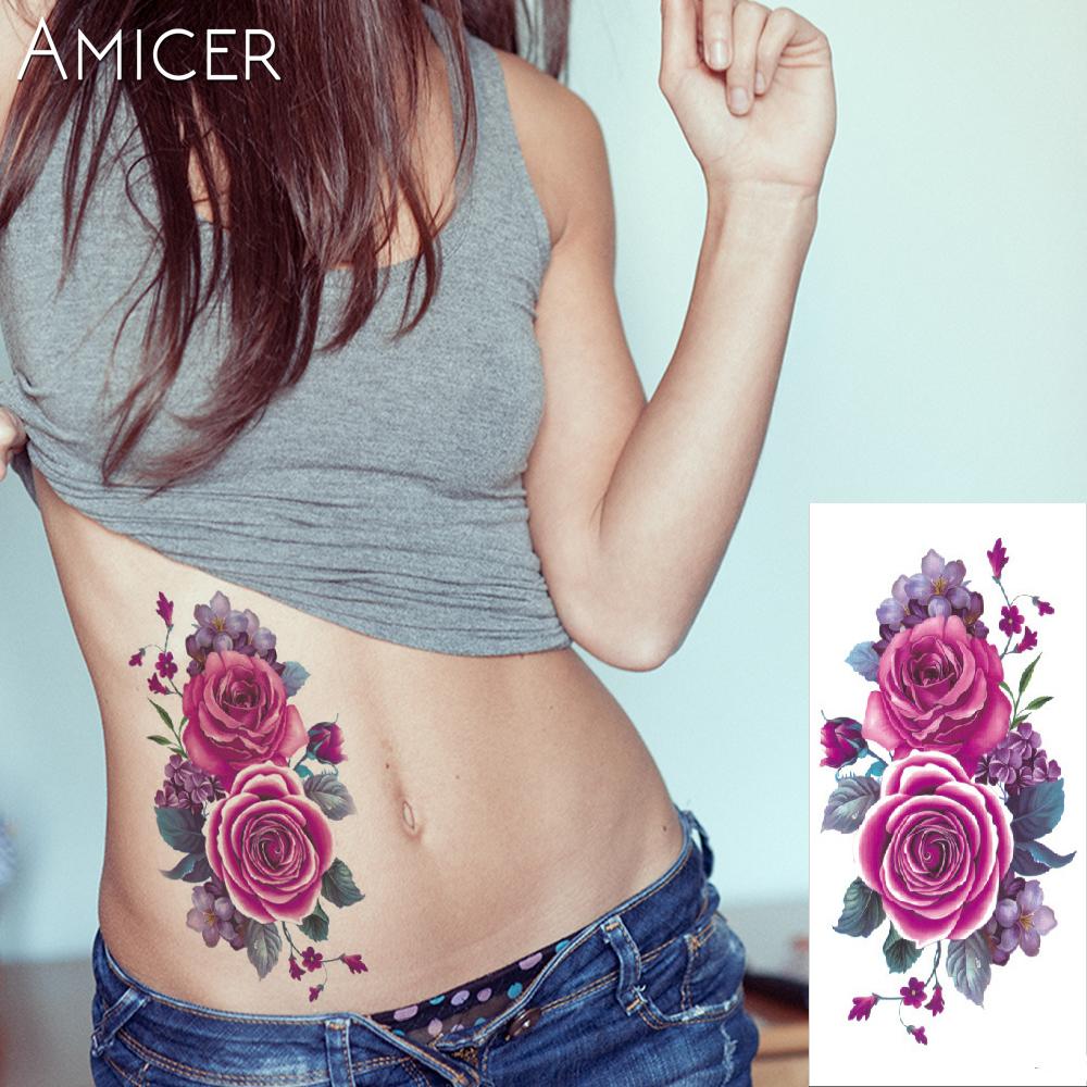 Изображение товара: Роза Искусственные цветы рука тату наклейки на плечо флеш-тату из хны поддельные водонепроницаемые временные татуировки наклейки для женщин на тело