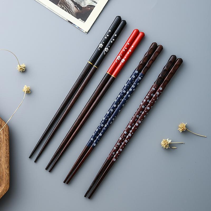 Изображение товара: 5 пар, палочки для еды из вишни в японском стиле, домашние палочки для еды с защитой от плесени, палочки для еды при высокой температуре и защитой окружающей среды