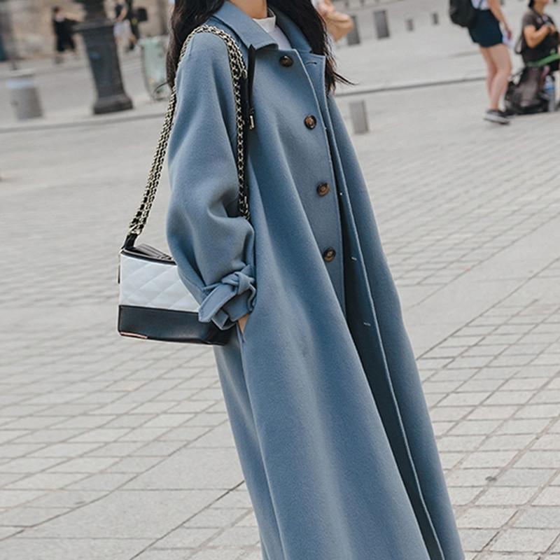 Изображение товара: Женская шерстяная куртка, универсальная однобортная Свободная куртка средней длины, в Корейском стиле, Осень-зима 2020