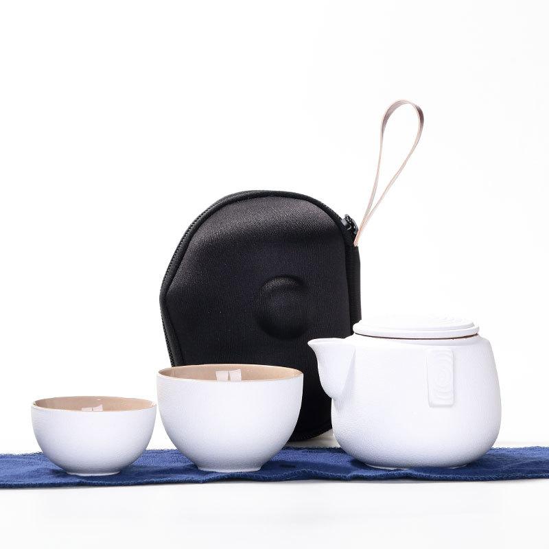 Изображение товара: Набор керамических чайных принадлежностей, для путешествий, для креативного использования, черная керамическая чашка, один горшок и две чашки, подарок для офиса
