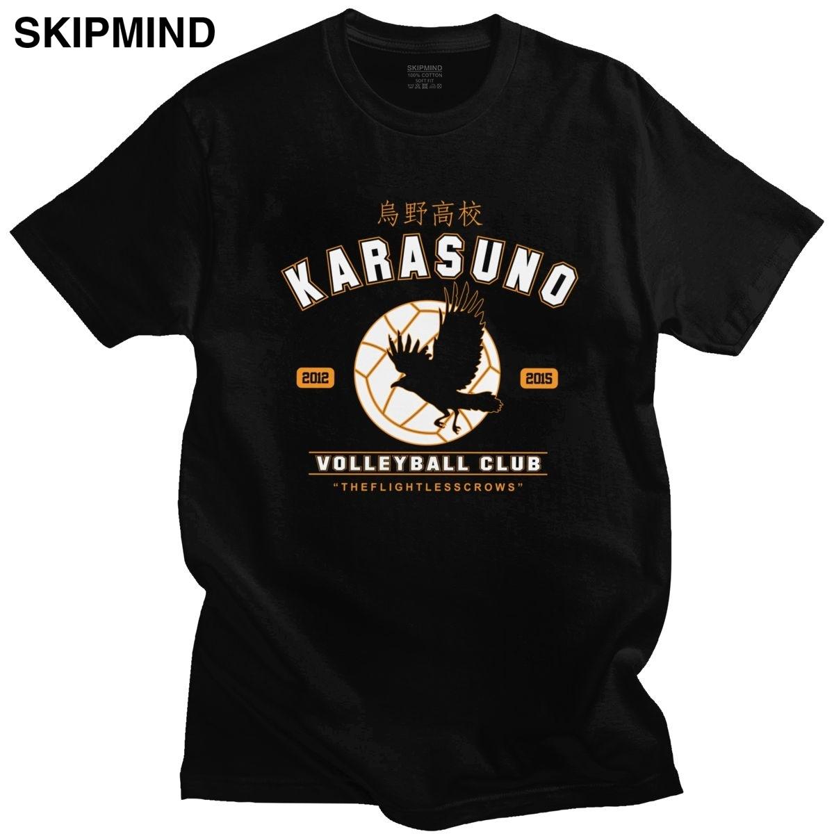 Изображение товара: Модная мужская футболка Haikyuu Karasuno волейбольный клуб Орел с коротким рукавом хлопковая футболка Летняя японская манга футболка одежда в подарок