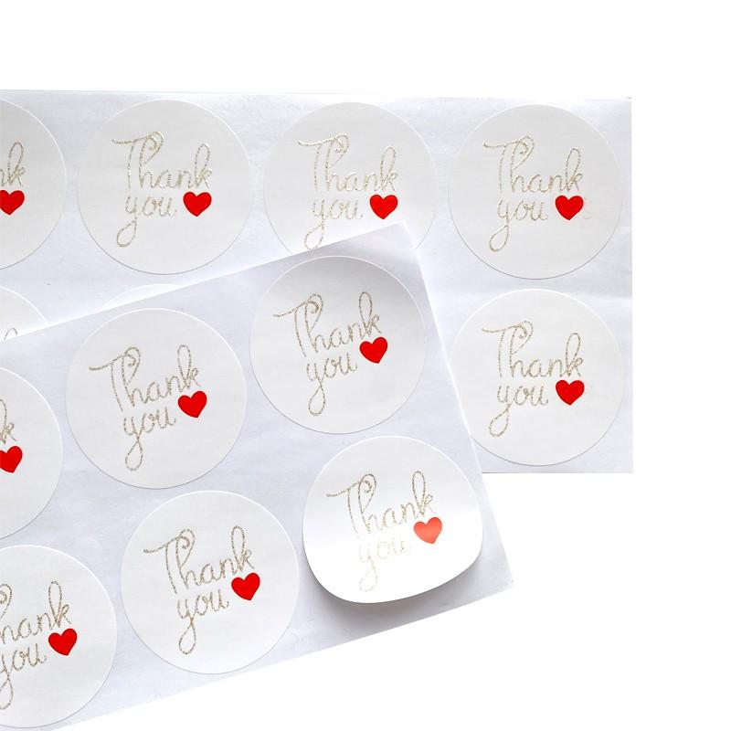 Изображение товара: 800 шт., круглые белые наклейки-уплотнители, бронзирующие наклейки с красным сердцем, наклейки большого размера, наклейки ручной работы, Подарочная коробка для вечеринки