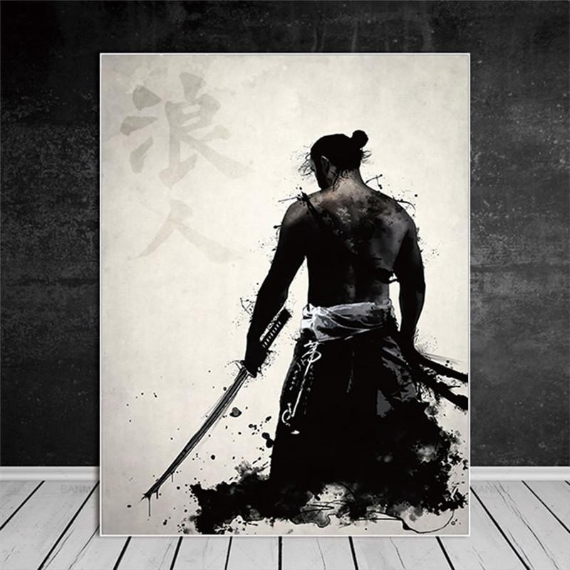 Изображение товара: Японские постеры самурая, HD Печать на холсте, современное настенное искусство, декоративные картины, картины для гостиной, Декор без рамки