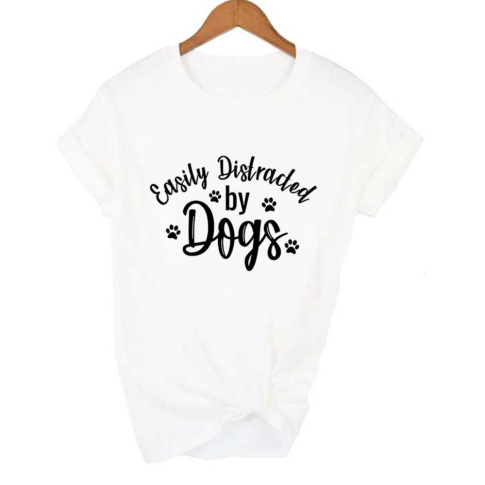 Изображение товара: Женские Забавные футболки с коротким рукавом и принтом лапы, милые топы, футболка для любителей собак, футболки, наряды, легко отвлекающиеся от собак, графическая футболка