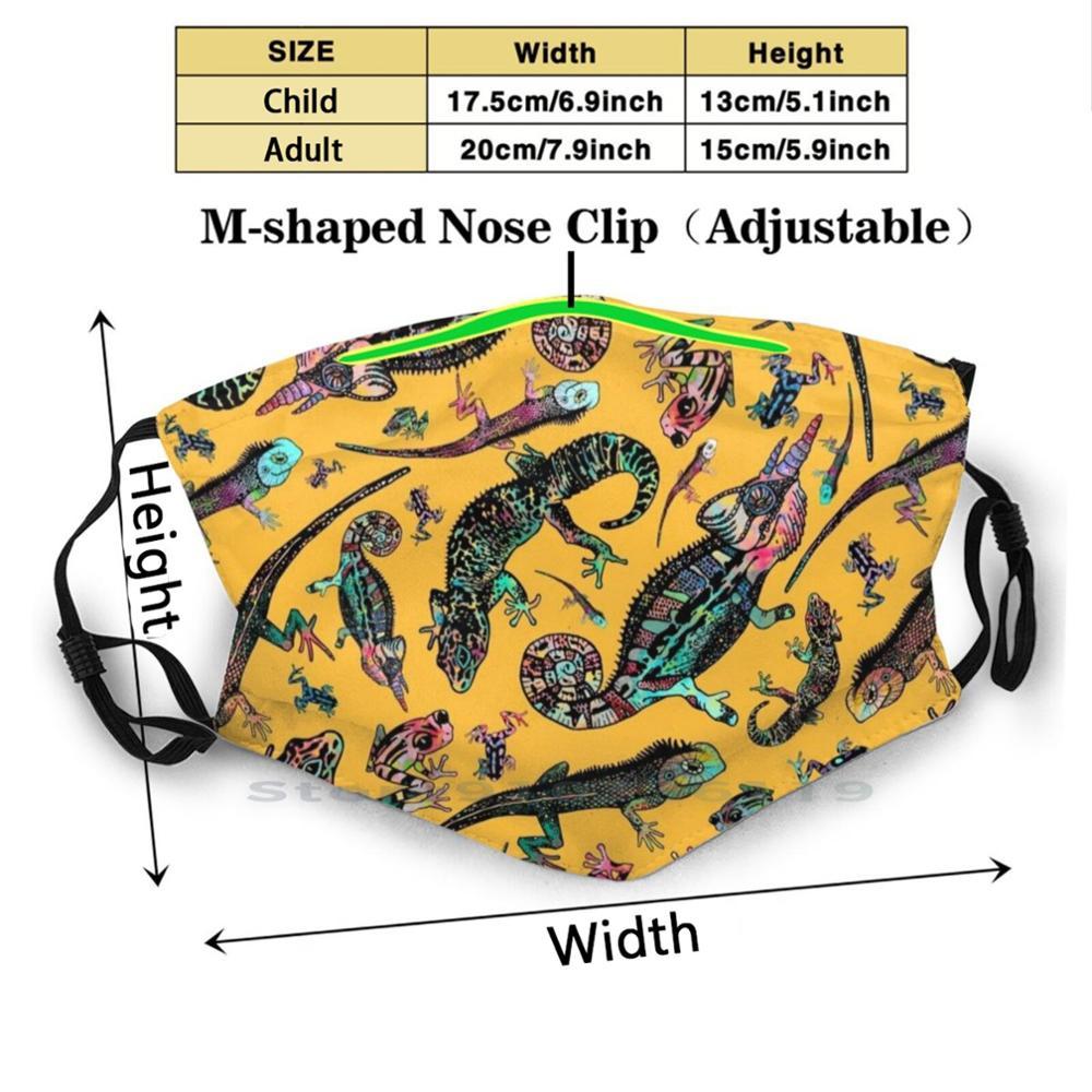 Изображение товара: Curryfriends дизайн Пылезащитный фильтр смываемая маска для лица дети рептилии амфибии Природа Дикие животные экзотические джунгли хамелеон