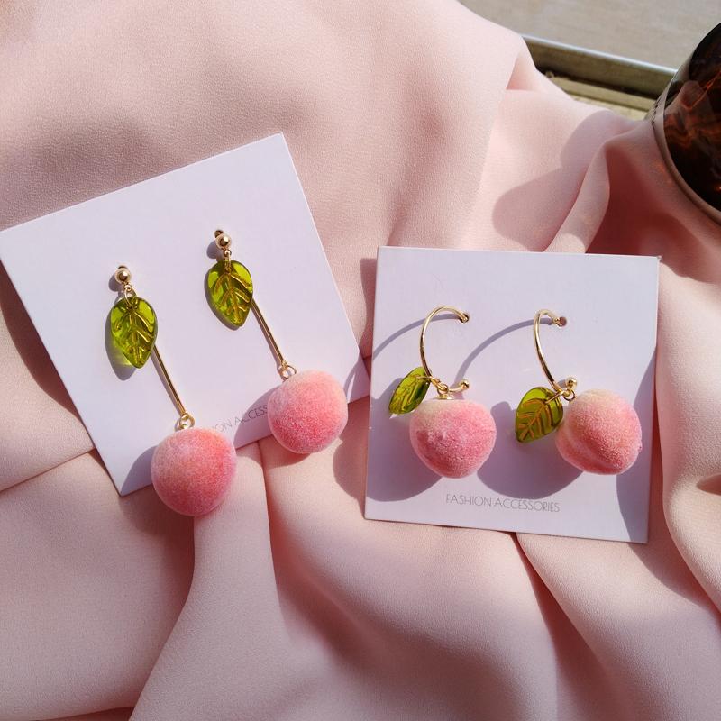 Изображение товара: Женские серьги-подвески с помпоном, розового и персикового цвета