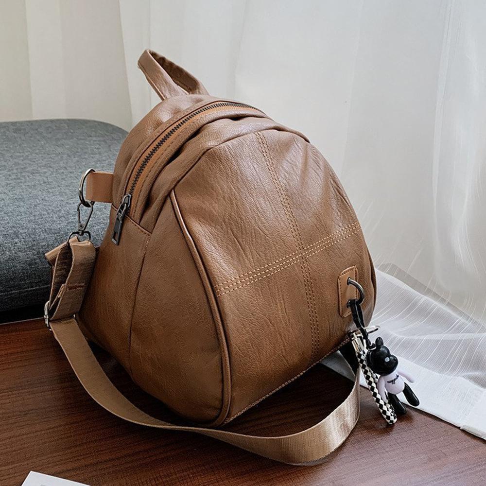 Изображение товара: Рюкзак из искусственной кожи для женщин, Модный Маленький ранец, однотонная дамская сумка для школы и подростков, 2020