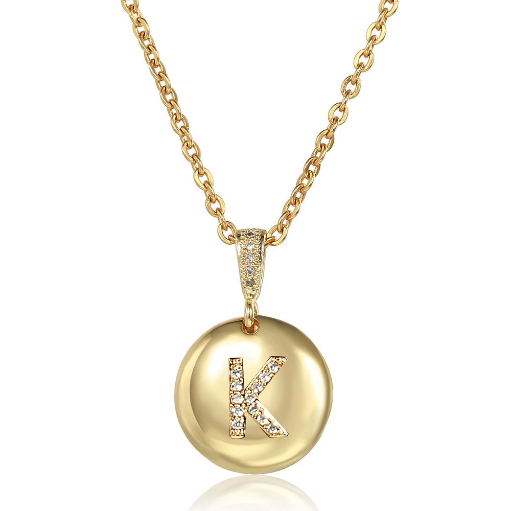 Изображение товара: Новинка 2020, A-Z ожерелье с буквенным принтом для женщин и девочек, желтое золото, медь, CZ, персональное имя, ювелирное изделие, цепочка, GP423A