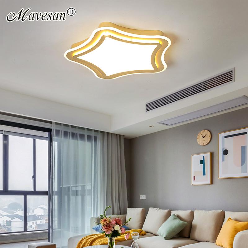 Изображение товара: Креативный светодиодный потолочный светильник с дистанционным управлением, золотистые звезды, потолочный светильник для детской комнаты, спальни, гостиной, AC90-260V