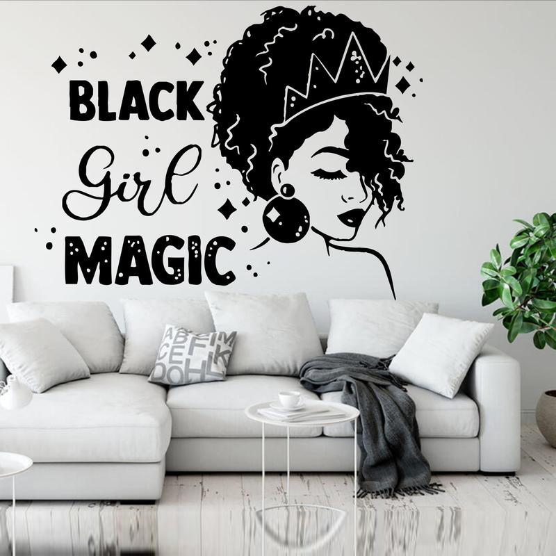 Изображение товара: Афро девушка Волшебная Наклейка на стену красивая девушка красота декор африканские женщины деколь Blessed Room подарки виниловые наклейки E340