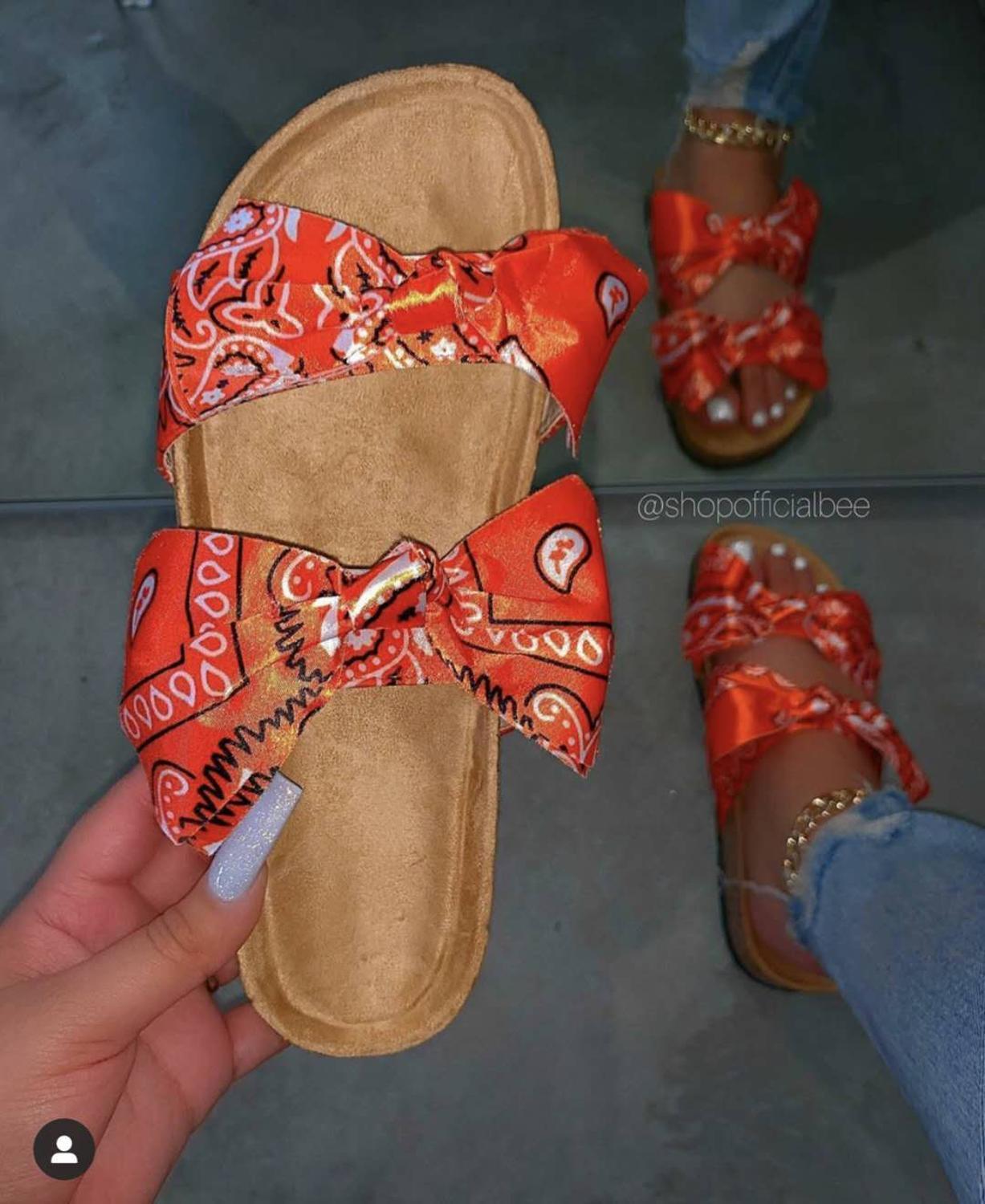 Изображение товара: 2020 женские босоножки Летние босоножки на плоской подошве; Туфли с бантиком, Удобные Ретро противоскользящие пляжная обувь на платформе горка размера плюс Zapatos Mujer