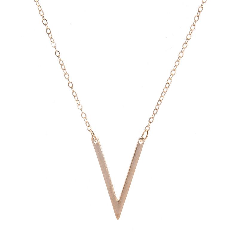 Изображение товара: Ожерелья HebeDeer Initial V, ювелирные изделия, чокер для влюбленных, модное ожерелье серебряного цвета для девушек, модное ожерелье из сплава, женское колье Kpop