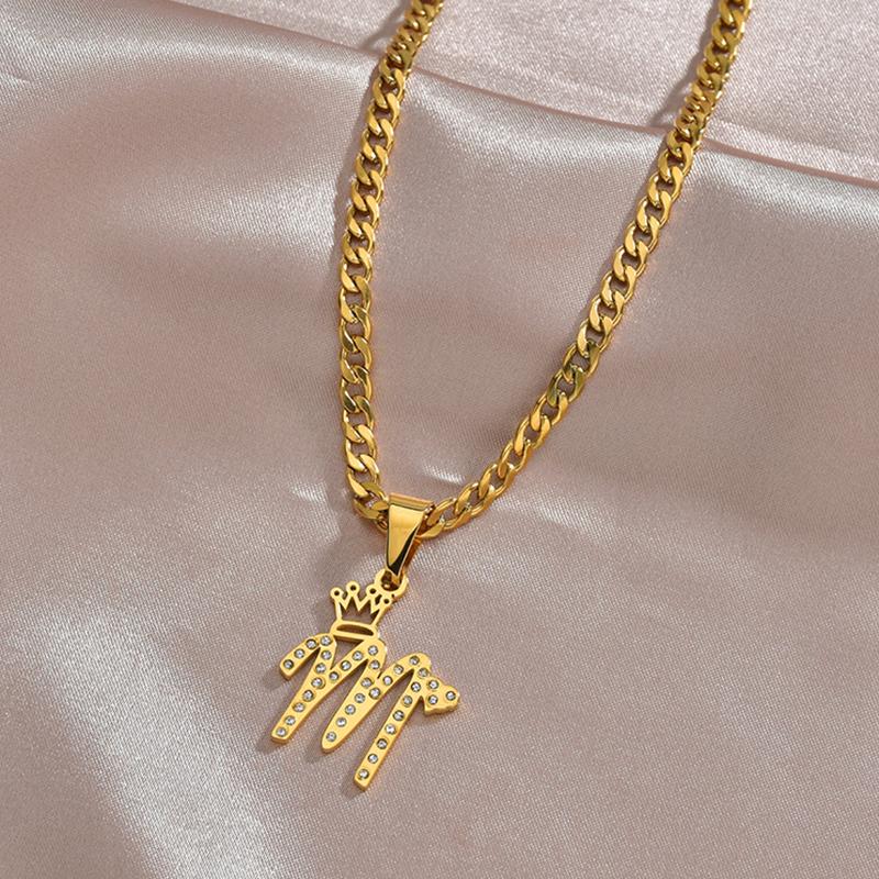Изображение товара: Женское Ожерелье из нержавеющей стали с фианитами, золотое ожерелье под заказ, Подарочная бижутерия, 2020