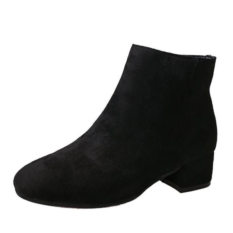 Изображение товара: Женские уличные ботинки на молнии, черные Нескользящие ботинки до щиколотки, повседневная обувь для прогулок на осень