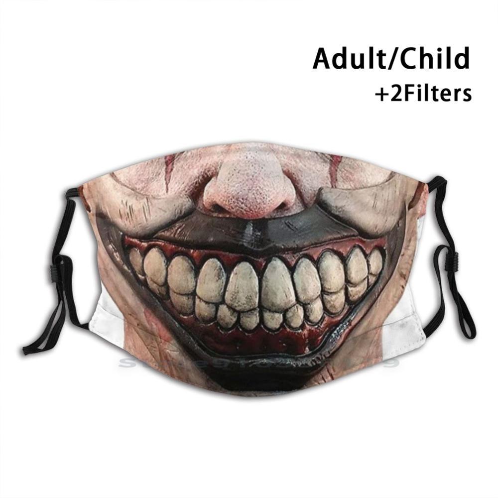 Изображение товара: * Бестселлер * Мерцающая улыбка, фотомаска для взрослых и детей, моющаяся смешная маска для лица с фильтром, Мерцающая улыбка клоуна, страшная улыбка