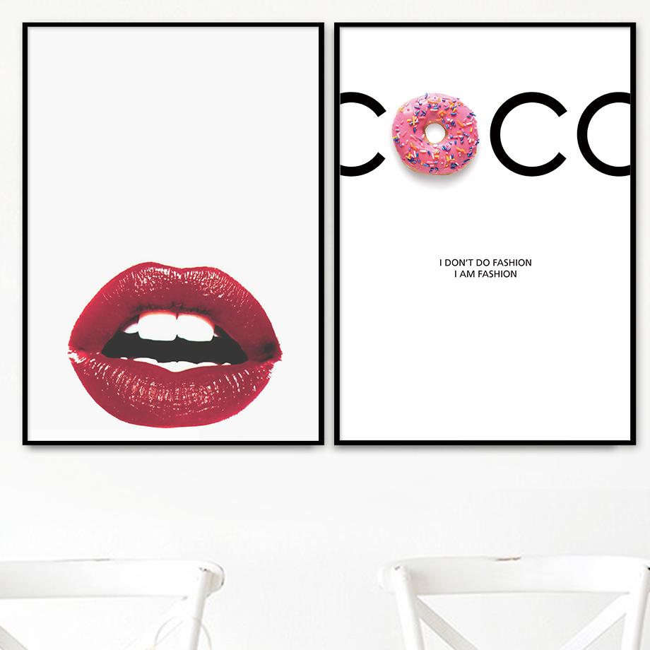 Изображение товара: Пончики с сексуальными губами и позитивными цитатами, настенная Картина на холсте, постеры и принты в скандинавском стиле, настенные картины для гостиной, декор для салона
